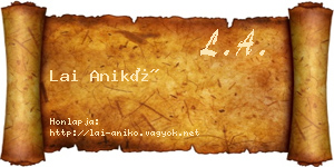 Lai Anikó névjegykártya